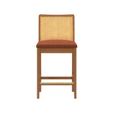 3000360700-607 : Counter Chair Elio Rattan Back Counter Stool, Pecan Frame, Terracotta bouclée (WN2022A-10) Fabric