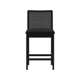3000360700-610 : Counter Chair Elio Rattan Back Counter Stool, Black Frame, Black bouclée (WN2022A-24) Fabric