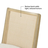 3020360600-605 : Dining Chair Elio Rattan Back Dining Chair- 2 Pack, Blonde Frame, Ivory bouclée (WN2022A-2) Fabric