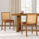 3020360600-607 : Dining Chair Elio Rattan Back Dining Chair- 2 Pack, Pecan Frame, Terracotta bouclée (WN2022A-10) Fabric