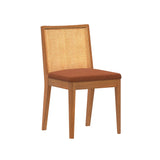 3020360600-607 : Dining Chair Elio Rattan Back Dining Chair- 2 Pack, Pecan Frame, Terracotta bouclée (WN2022A-10) Fabric