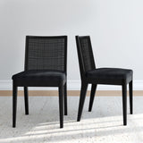 3020360600-610 : Dining Chair Elio Rattan Back Dining Chair- 2 Pack, Black Frame, Black bouclée (WN2022A-24) Fabric