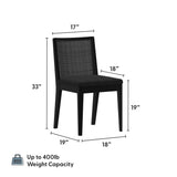 3020360600-610 : Dining Chair Elio Rattan Back Dining Chair- 2 Pack, Black Frame, Black bouclée (WN2022A-24) Fabric