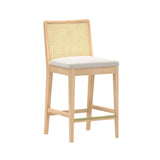 3020360700-605 : Counter Chair Elio Rattan Back Counter Stool- 2 Pack, Blonde Frame, Ivory bouclée (WN2022A-2) Fabric