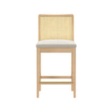 3020360700-605 : Counter Chair Elio Rattan Back Counter Stool- 2 Pack, Blonde Frame, Ivory bouclée (WN2022A-2) Fabric