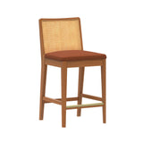 3020360700-607 : Counter Chair Elio Rattan Back Counter Stool- 2 Pack, Pecan Frame, Terracotta bouclée (WN2022A-10) Fabric