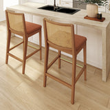 3020360700-607 : Counter Chair Elio Rattan Back Counter Stool- 2 Pack, Pecan Frame, Terracotta bouclée (WN2022A-10) Fabric
