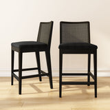 3020360700-610 : Counter Chair Elio Rattan Back Counter Stool- 2 Pack, Black Frame, Black bouclée (WN2022A-24) Fabric