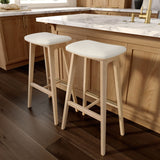3600353500-413 : Bar Chair Beryl Upholstered Bar Height Stool (30in), Blonde/Sesame PU Leather