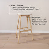 3600353500-413 : Bar Chair Beryl Upholstered Bar Height Stool (30in), Blonde/Sesame PU Leather