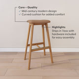 3600353500-447 : Bar Chair Beryl Upholstered Bar Height Stool (30in), Pecan/Toffee PU Leather