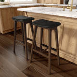 3600353500-448 : Bar Chair Beryl Upholstered Bar Height Stool (30in), Walnut/Black PU Leather