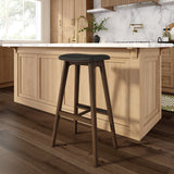 3600353500-448 : Bar Chair Beryl Upholstered Bar Height Stool (30in), Walnut/Black PU Leather