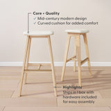 3620338600-413 : Bar Chair Beryl Upholstered Bar Height Stool (30in) - 2 pack, Blonde/Sesame PU Leather