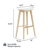 3620338600-413 : Bar Chair Beryl Upholstered Bar Height Stool (30in) - 2 pack, Blonde/Sesame PU Leather