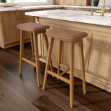 3620338600-447 : Bar Chair Beryl Upholstered Bar Height Stool (30in) - 2 pack, Pecan/Toffee PU Leather