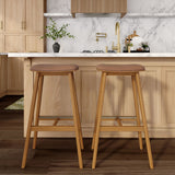 3620338600-447 : Bar Chair Beryl Upholstered Bar Height Stool (30in) - 2 pack, Pecan/Toffee PU Leather
