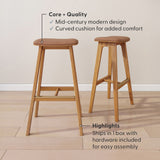 3620338600-447 : Bar Chair Beryl Upholstered Bar Height Stool (30in) - 2 pack, Pecan/Toffee PU Leather