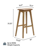 3620338600-447 : Bar Chair Beryl Upholstered Bar Height Stool (30in) - 2 pack, Pecan/Toffee PU Leather