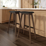 3620338600-448 : Bar Chair Beryl Upholstered Bar Height Stool (30in) - 2 pack, Walnut/Black PU Leather