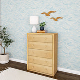 4550-001 : Furniture 5 Drawer Dresser, Natural