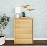 4550-001 : Furniture 5 Drawer Dresser, Natural