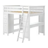 71-800-002 : Loft Beds Full-Size Loft with Desk + Storage, White