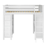 71-800-002 : Loft Beds Full-Size Loft with Desk + Storage, White