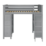 71-800-121 : Loft Beds Full-Size Loft with Desk + Storage, Grey