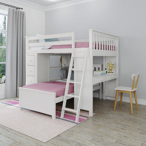 71-801-002 : Bunk Beds Full over Twin L-Shaped Bunk with Desk + Storage, White
