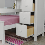 71-801-002 : Bunk Beds Full over Twin L-Shaped Bunk with Desk + Storage, White