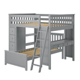 71-801-121 : Bunk Beds Full over Twin L-Shaped Bunk with Desk + Storage, Grey