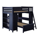 71-801-131 : Bunk Beds Full over Twin L-Shaped Bunk with Desk + Storage, Blue