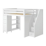 71-850-002 : Loft Beds Full-Size Loft with Staircase + Storage, White