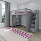 71-850-121 : Loft Beds Full-Size Loft with Staircase + Storage, Grey
