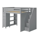 71-850-121 : Loft Beds Full-Size Loft with Staircase + Storage, Grey