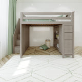 71-850-152 : Loft Beds Full-Size Loft with Staircase + Storage, Stone