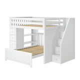 71-852-002 : Bunk Beds Full over Full L-Shaped Bunk with Staircase + Storage, White
