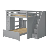 71-852-121 : Bunk Beds Full over Full L-Shaped Bunk with Staircase + Storage, Grey