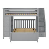 71-852-121 : Bunk Beds Full over Full L-Shaped Bunk with Staircase + Storage, Grey