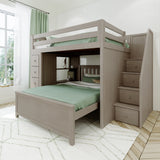 71-852-152 : Bunk Beds Full over Full L-Shaped Bunk with Staircase + Storage, Stone