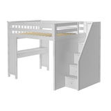 71-860-002 : Loft Beds Full-Size Loft with Staircase + Desk, White