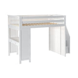 71-860-002 : Loft Beds Full-Size Loft with Staircase + Desk, White