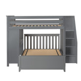 71-862-121 : Bunk Beds Full over Full L-Shaped Bunk with Staircase + Desk, Grey