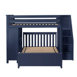 71-862-131 : Bunk Beds Full over Full L-Shaped Bunk with Staircase + Desk, Blue