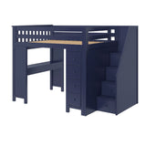 71-870-131 : Loft Beds Full-Size Loft with Staircase + Desk + Storage, Blue
