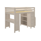 71-870-152 : Loft Beds Full-Size Loft with Staircase + Desk + Storage, Stone