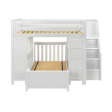 71-871-002 : Bunk Beds Full over Twin L-Shaped Bunk with Staircase + Desk + Storage, White