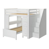 71-871-002 : Bunk Beds Full over Twin L-Shaped Bunk with Staircase + Desk + Storage, White