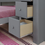 71-871-121 : Bunk Beds Full over Twin L-Shaped Bunk with Staircase + Desk + Storage, Grey